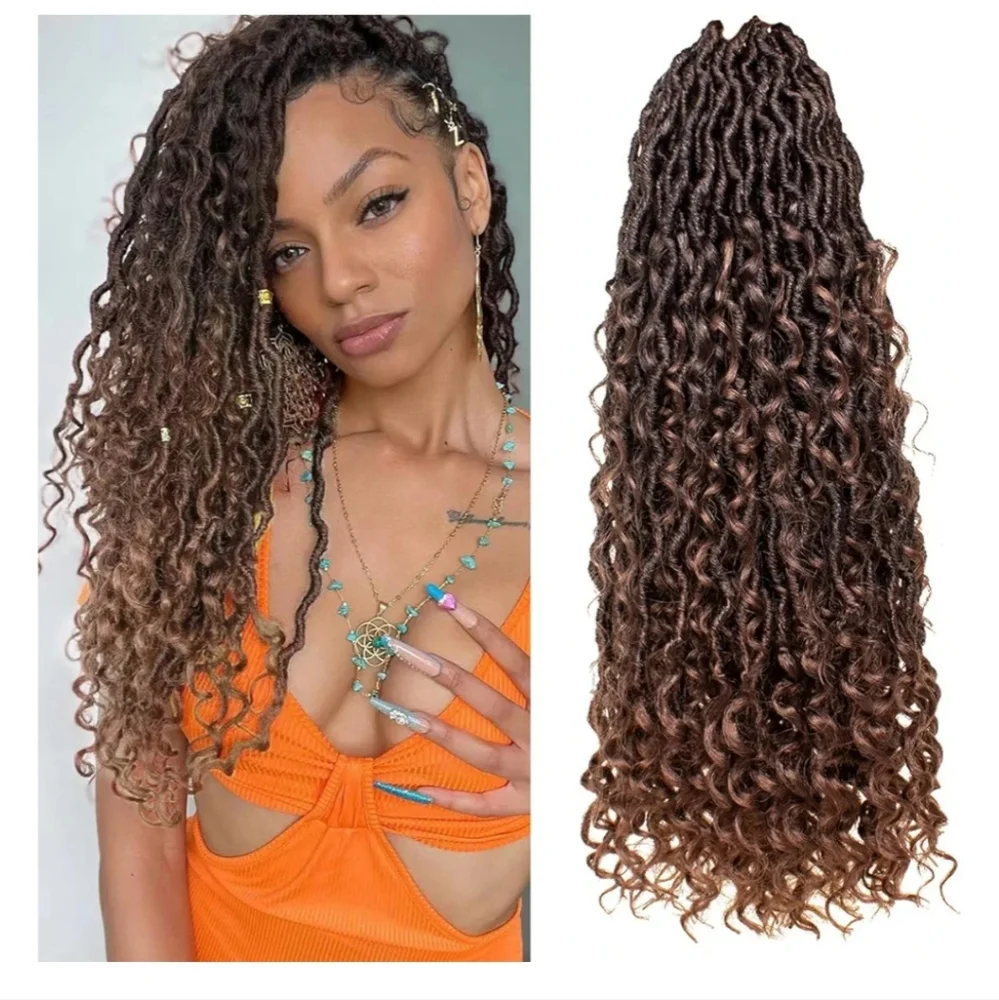 8 Packs New Goddess Locs Crochet Hair With Curly Ends 22